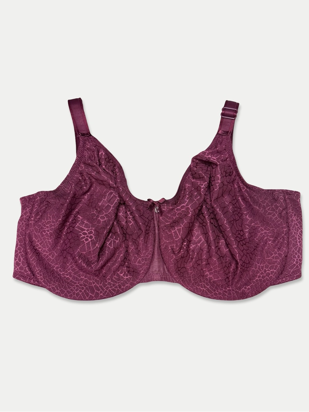 Chantelle 42DDDD Burgundy Lace Full Coverage Underwire Bra Unlined